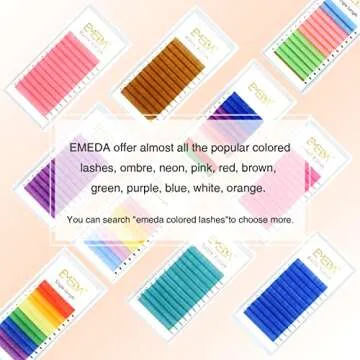 EMEDA Colored Lash Extensions D Curl .07 Bright Pop Rose Pink Lash Extensions 15-20mm Mixed Tray Extra Long Classic Single Individual Color Lashes Extension (0.07mm D Mix 15-20)