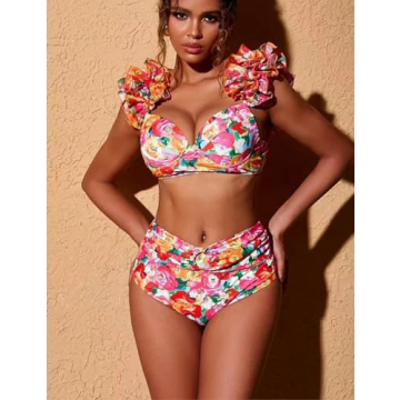 FLAXMAKER Ruffled Swimwear Set for Stylish Beach Days