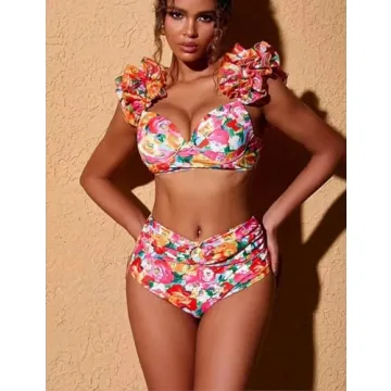 FLAXMAKER Ruffled Swimwear Set for Stylish Beach Days