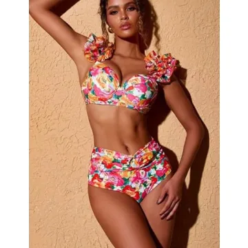 FLAXMAKER Ruffled Swimwear Set for Stylish Beach Days