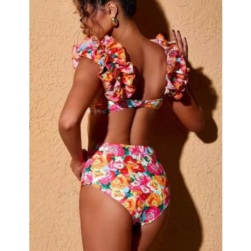 FLAXMAKER Ruffled Swimwear Set for Stylish Beach Days