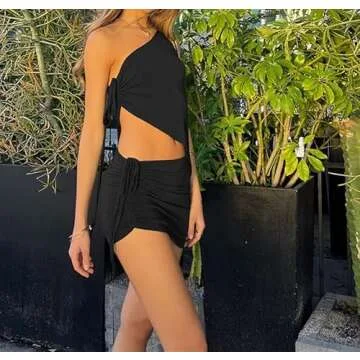 Sexy Two Piece Skirts Set Slim Fit Crop Tank Top and High Waist Mini Skirt Suit Set Night Club Beachwear