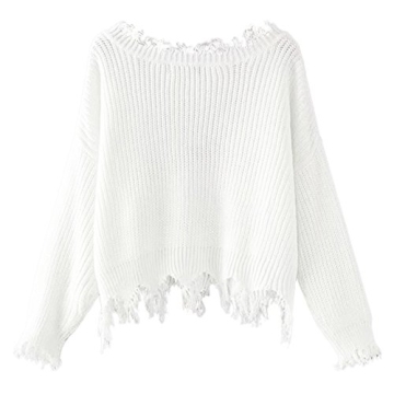ZAFUL Women's Stylish Ripped Crop Sweater for Casual Looks