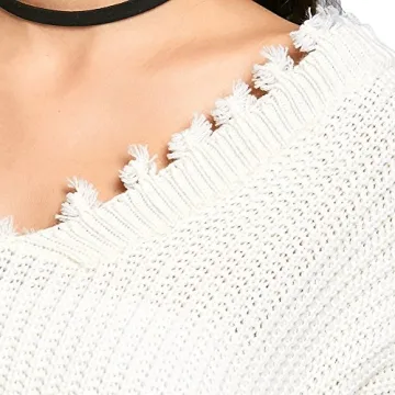 ZAFUL Women's Stylish Ripped Crop Sweater for Casual Looks