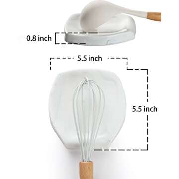 Getstar Ceramic Spoon Rest for Stove Top, Large Spoon Holder for Kitchen Counter, Dishwasher Safe, Marble Decor Finish