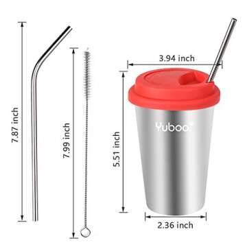 Yuboo 17 oz Stainless Steel Cups - 5 Pack Tumblers with Lids and Straws