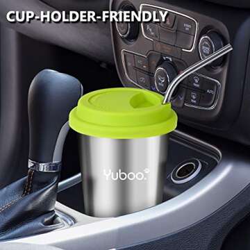 Yuboo 17 oz Stainless Steel Cups - 5 Pack Tumblers with Lids and Straws