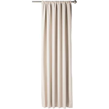 Amazon Basics Room Darkening Blackout Window Curtain with Rod Pocket and Tie Back, 52 x 84 Inches, Grey Beige - Set of 2
