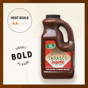 TABASCO® Brand Chipotle Pepper Sauce, Medium Hot Sauce, Bulk Plastic Jug, Smoky & Smooth, Perfect f...