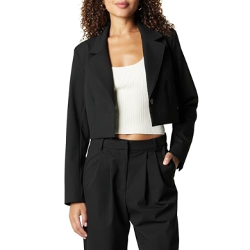 The Drop Women's Reims Cropped Blazer - Stylish Black XS