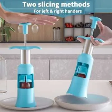 Newness Grape Cutter for Toddlers 1-3 Grape Slicer with 2 Straw Brushes & 2 Types of Slicing Tomato Slicer Blueberry Cherry Grape Quarter Cutter Kitchen Gadgets for Salad Pasta Cake Decoration (Blue)