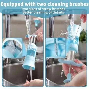 Newness Grape Cutter for Toddlers 1-3 Grape Slicer with 2 Straw Brushes & 2 Types of Slicing Tomato Slicer Blueberry Cherry Grape Quarter Cutter Kitchen Gadgets for Salad Pasta Cake Decoration (Blue)