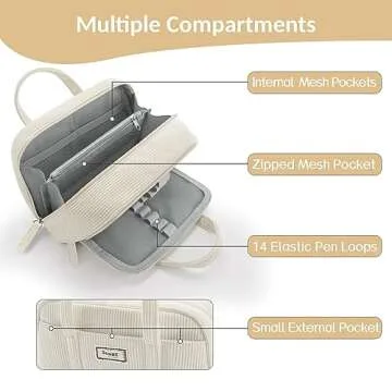 Sooez Large Pencil Case Pouch, Extra Big Pencil Bag with 5 Compartments, Pen Bag Wide Opening, Soft Waffle Pencil Pouch Organizer with Zipper, Cute Aesthetic School Supplies for Teen Girls-Coral