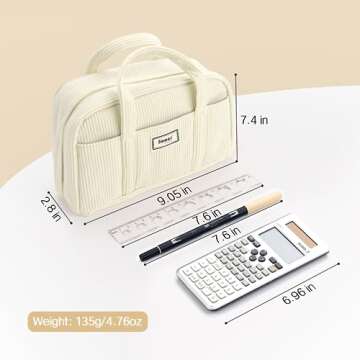 Sooez Large Pencil Case Pouch, Extra Big Pencil Bag with 5 Compartments, Pen Bag Wide Opening, Soft Waffle Pencil Pouch Organizer with Zipper, Cute Aesthetic School Supplies for Teen Girls-Coral