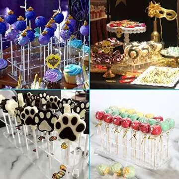 Goabroa Cake Pop Stand, 21 Holes Clear Acrylic Cakepops Display Stand, Transparent Cake pop Holder For Cake pop Sticks Under 0.2 inch (5mm) Diameter