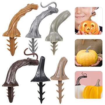 NUOBESTY Pumpkin Stem, DIY Halloween Pumpkin Supplies Plastic Pumpkin Handle for Harvest Fall Decor Halloween Thanksgiving Decoration DIY Supplies 24Pcs