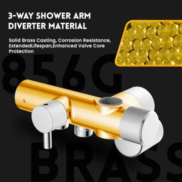 Ryamen 10 Inch Rainfall Shower Head with Handheld Spray Combo, Dual Shower Head with High Pressure, 12 Spray Settings, Brass Casting 3-Way Shower Arm, Adjustable Slide Bar, Holder/Hose, Chrome
