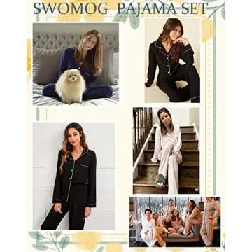 SWOMOG Women’s Soft Pajamas Set Long Sleeve Button Down