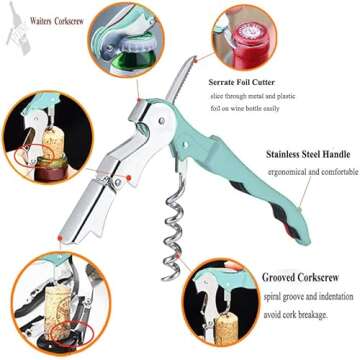 Professional Waiter Corkscrew Wine Openers Set (2 PCS),Upgraded with Heavy Duty Stainless Steel Hing...