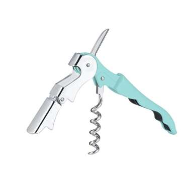 Professional Waiter Corkscrew Wine Openers Set (2 PCS),Upgraded with Heavy Duty Stainless Steel Hinges Wine Key for Restaurant Waiters, Sommelier, Bartenders (Cyan 2 Packs)