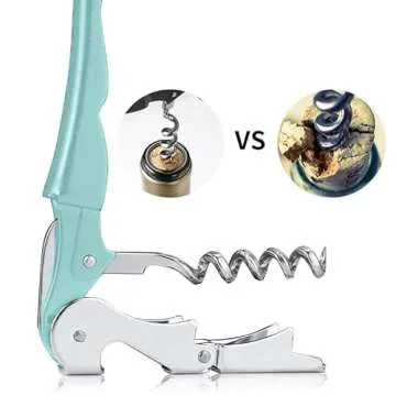 Professional Waiter Corkscrew Wine Openers Set (2 PCS),Upgraded with Heavy Duty Stainless Steel Hinges Wine Key for Restaurant Waiters, Sommelier, Bartenders (Cyan 2 Packs)