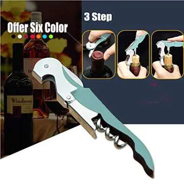 Professional Waiter Corkscrew Wine Openers Set (2 PCS),Upgraded with Heavy Duty Stainless Steel Hinges Wine Key for Restaurant Waiters, Sommelier, Bartenders (Cyan 2 Packs)