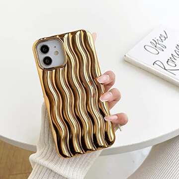 LEMONCOVER iPhone 12 Pro Max Case - Cute 3D Shiny Wave Design - Shockproof Protection