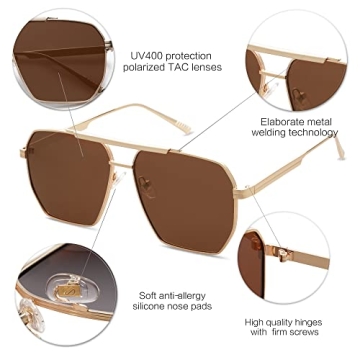 SOJOS Retro Oversized Polarized Sunglasses UV Protection