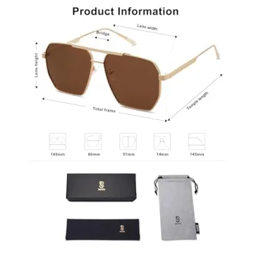 SOJOS Retro Oversized Polarized Sunglasses UV Protection