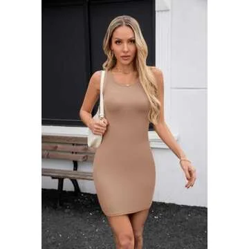 Stylish Valiamcep Women's Ribbed Tank Mini Dress