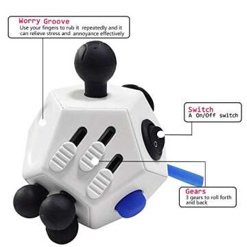 UOOEFUN Fidget Toys Kids,12 Sided Cube Toys ,Fidget Toy Relieves Stress and Anxiety,Relax for Children and Adults with ADHD ADD OCD Autism (White A2)