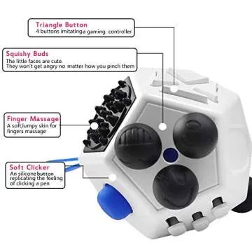 UOOEFUN Fidget Toys Kids,12 Sided Cube Toys ,Fidget Toy Relieves Stress and Anxiety,Relax for Children and Adults with ADHD ADD OCD Autism (White A2)