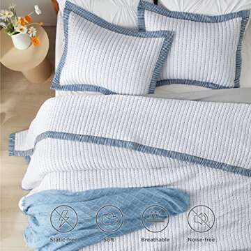 Bedsure White Bedspread Coverlet Queen Size - Lightweight Soft Bedding Set for All Seasons, Corduroy Pattern Quilt Set, 3 Pieces, 1 Quilt (90"x96") & 2 Pillow Shams (20"x26"+2")