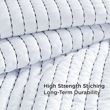 Bedsure White Bedspread Coverlet Queen Size - Lightweight Soft Bedding Set for All Seasons, Corduroy Pattern Quilt Set, 3 Pieces, 1 Quilt (90"x96") & 2 Pillow Shams (20"x26"+2")