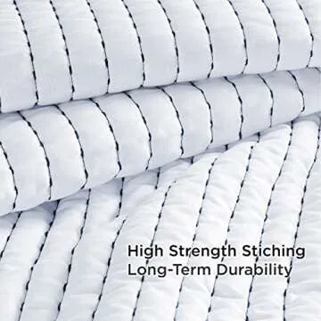 Bedsure White Bedspread Coverlet Queen Size - Lightweight Soft Bedding Set for All Seasons, Corduroy Pattern Quilt Set, 3 Pieces, 1 Quilt (90"x96") & 2 Pillow Shams (20"x26"+2")