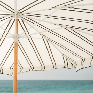 Business & Pleasure Co. Amalfi Umbrella - 7.2' Boho Beach Umbrella - Large & Sturdy Yet Lightweight - UPF 50+ UV-Resistant Canvas, Black Two Stripe