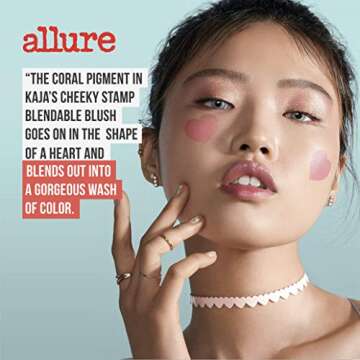 KAJA Blusher - Cheeky Stamp 02 Saucy | Buildable & Blendable Shade with Heart-shaped Applicator, Sun...