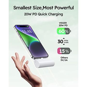 VEGER Mini Charger: Fast Charging Power Bank for iPhone