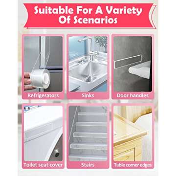 Baby Proofing, Clear Edge Protector Strip, Soft Corner Protectors for Kids, Baby Child Safety Corner Guards for Furniture Against Sharp Corners for Tables, Drawers, Sink, Wall 1.2in x 9.84ft