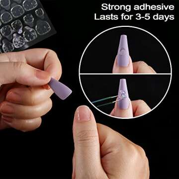 Laza 720 Pcs Thin Breathable Adhesive Tabs Fake Nail Glue Sticker 30 Sheets Super Sticky Double Sided Tips (Germany Jelly Gel) Flexible for Acrylic False Nails Manicure Tape