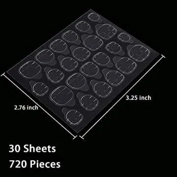 Laza 720 Pcs Adhesive Tabs for Fake Nails - Super Sticky & Flexible