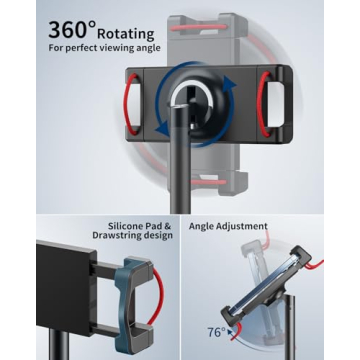 SAIJI Adjustable Tablet Stand - Sturdy, Rotatable & Versatile