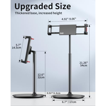 SAIJI Adjustable Tablet Stand - Sturdy, Rotatable & Versatile