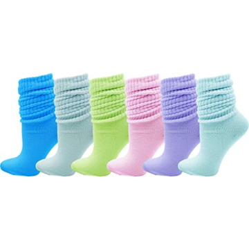 Winterlace 6 Pairs Slouch Socks for Women | Extra Long Cotton Crew Sock