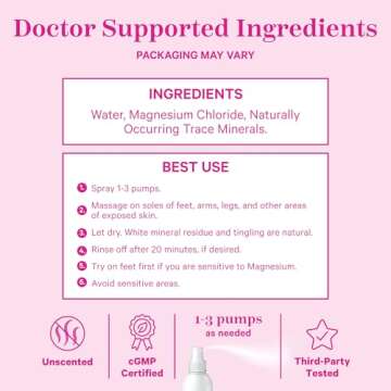 Pink Stork Magnesium Spray Mist - Pure Magnesium Chloride for Morning Sickness, Calm, Stress, & Sleep - Fast-Absorbing, Pregnancy Must Haves, 200 mg per 6 Sprays, 4 oz Unscented