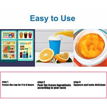 Kahopy Slushie Maker Cup, Magic Quick Frozen Slushy Maker Smoothies Cup Squeeze Cup Double Layer Cooling Cup, Homemade Slushie Cup Ice Cream Maker for Kids Christmas Gift (New Upgraded, Blue)