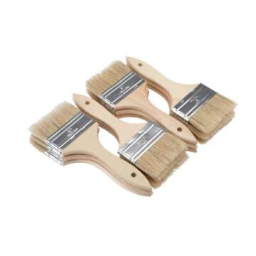 (12 Pcs) Natural Bristles & Wood 3 In. Industrial Grade Chip Brushes for Painting Staining Cleaning
