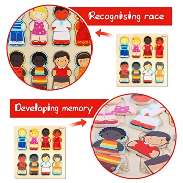 Wooden Puzzle for Toddlers 1-3 Promoting Diversity Education