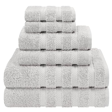 American Soft Linen Luxury 6 Piece Towel Set - 100% Cotton Turkish Towels in Silver Grey
