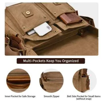 Kattee Canvas Leather Messenger Bag for 15.6" Laptops